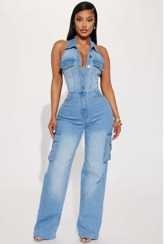 Keep Up Denim Jumpsuit