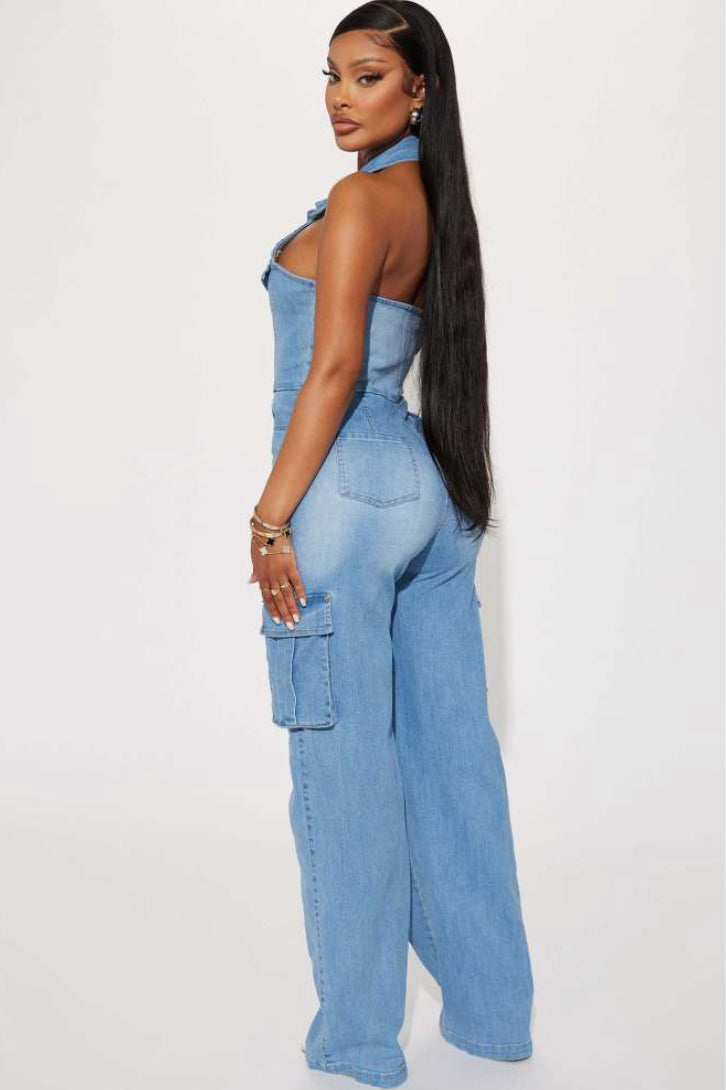 Keep Up Denim Jumpsuit